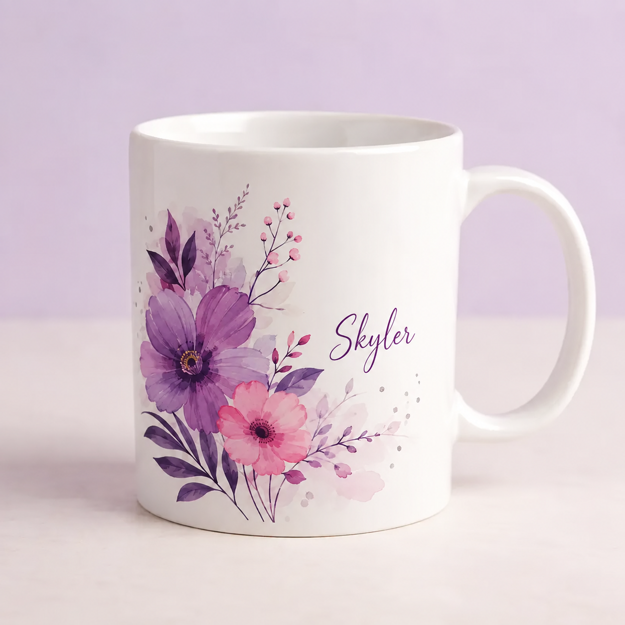 Example floral personalised mug